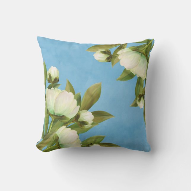 Almofada Buquê Floral de Peônias Brancas Classy (Frente)