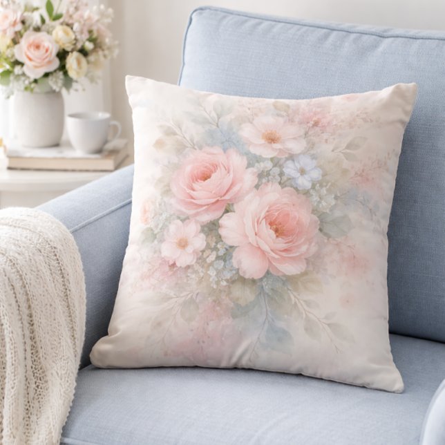 Almofada Buquê Floral em Pastel Suave (Criador carregado)