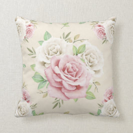 Almofada Buquê Floral Rosa E Branco
