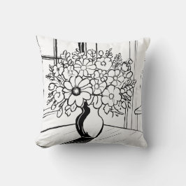 Almofada Buquê Mínimo Moderno Vase Flor