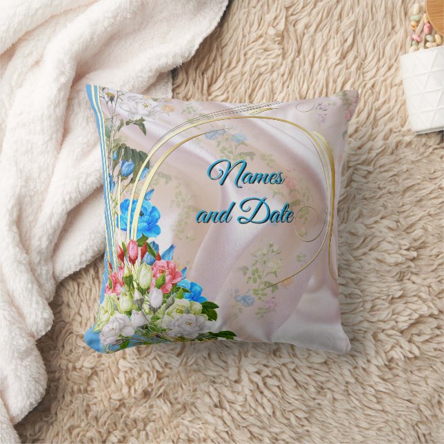 Almofada Buquês de Rosas multicolores em texturas de seda (Cobertor)