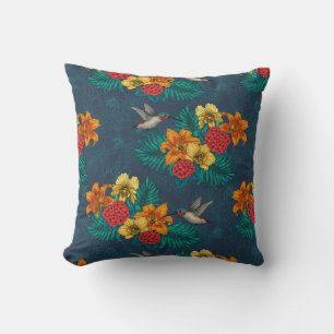 Almofada Buquês tropicais e beija-flores