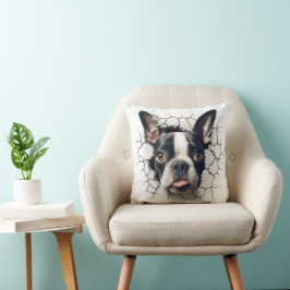 Almofada Buraco rachado 3D da Terrier Boston