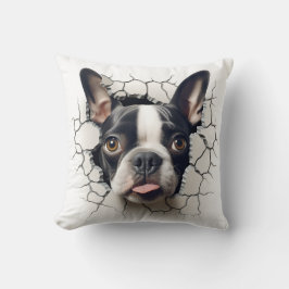 Almofada Buraco rachado 3D da Terrier Boston