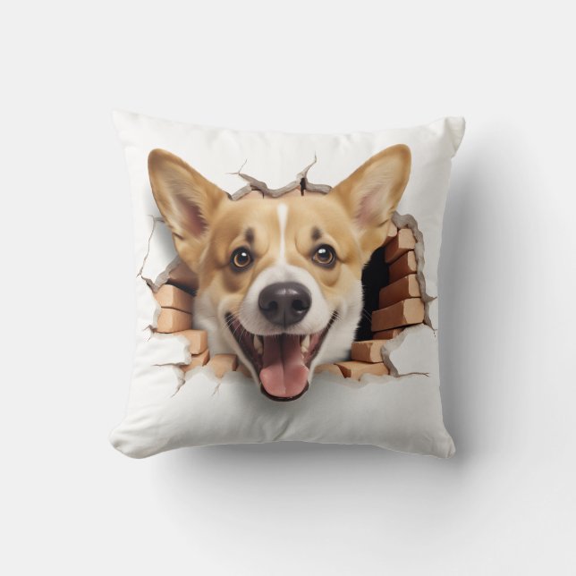 Almofada Buraco rachado Corgi 3D (Frente)