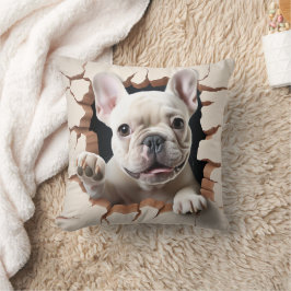 Almofada Buraco rachado de Buldogue Branco 3D