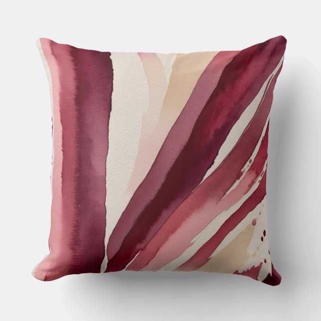 Almofada Burgundia bege e abstrato branco (Frente)