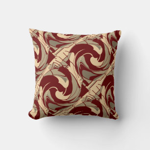 Almofada Burgundy Beige Taupe Diagonal Swirling Art Impress