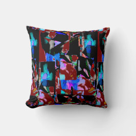 Almofada Burgundy Black Aqua Pink Blue Contemporary Print