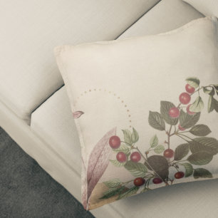 Almofada Burgundy & Cream Botanical Impressão Cerejas