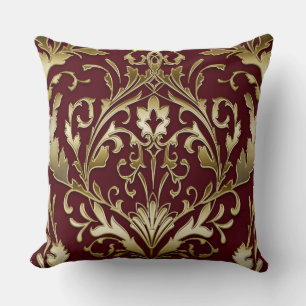 Almofada Burgundy e ouro, elegante, vintage