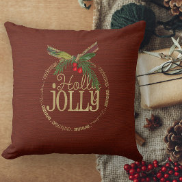 Almofada Burgundy E Shimmering Holly Jolly Natal