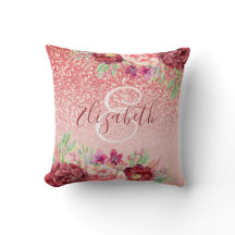 Burgundy Floral Rosa Dourado Glitter Personalizado