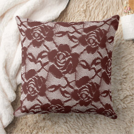 Almofada Burgundy Red Lace Floral