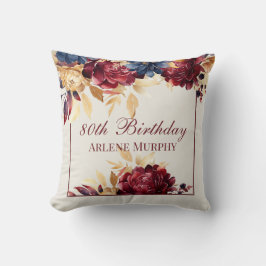 Almofada Burgundy Rosa e 80 Marinho Aniversário
