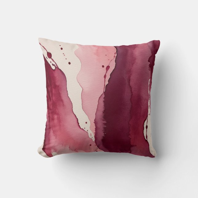 Almofada burgundy, rosa-pau-rosa e aquarela de marfim mole (Frente)