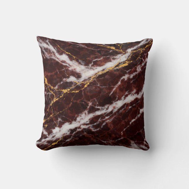 Almofada Burgundy Royale Marble with White & Gold Veining (Frente)