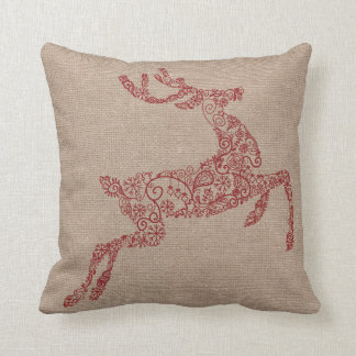 Almofada Burlap Red Reindeer