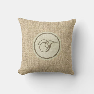Almofada Burlap rustic letter T travesseiro decorativo