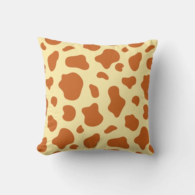 Almofada Burnt Orange and Light Yellow Cow Print Decorative (Frente)