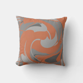 Almofada Burnt Orange Gray Charcoal Abstract Flower Mosaic