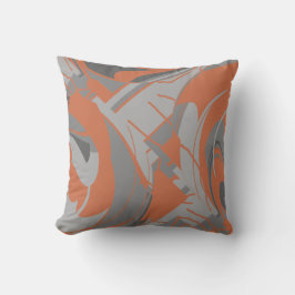 Almofada Burnt Orange Gray Charcoal Lush Leaf Art Swirls