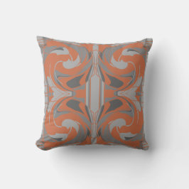 Almofada Burnt Orange Gray Charcoal Swirling Large Mosaics