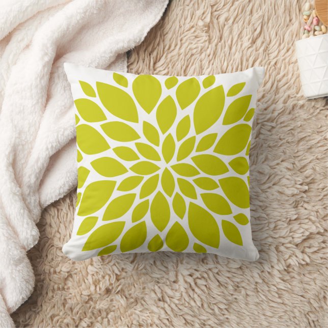 Almofada Burst Floral Branco e Verde Chartreuse (Cobertor)