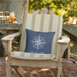 Almofada Bússola Náutica Azul Marinho Personalizada