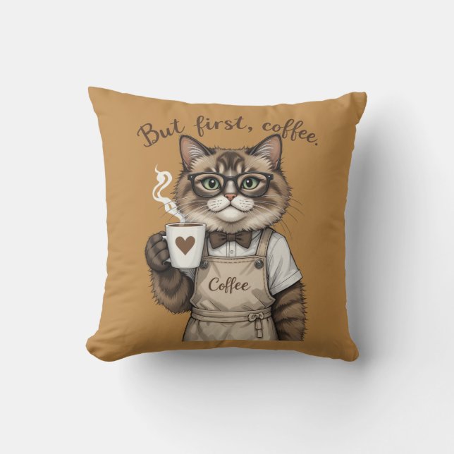 Almofada But First, Coffee Cat (Frente)