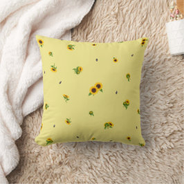 Almofada Butter Yellow Japanese Sunflower Floral Pattern