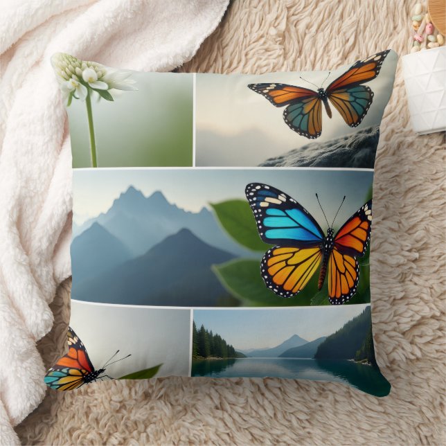 Almofada Butterflies, Mountains, and Lakes (Cobertor)