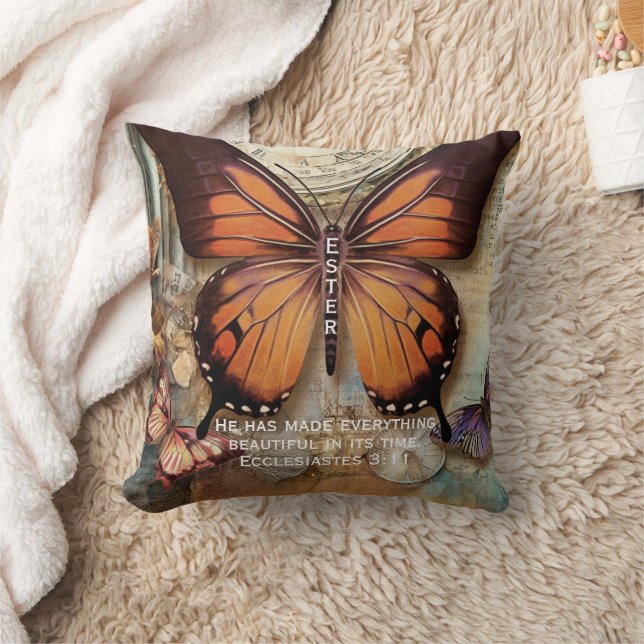 Almofada Butterfly Clock Throw Pillow Ecclesiastes 3:11  (Cobertor)