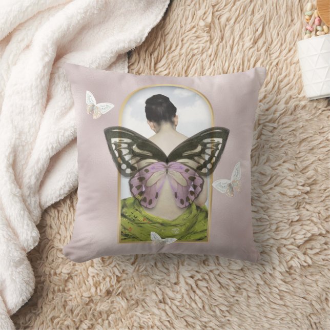 Almofada Butterfly Dream Feminine Fantasy Collage (Cobertor)