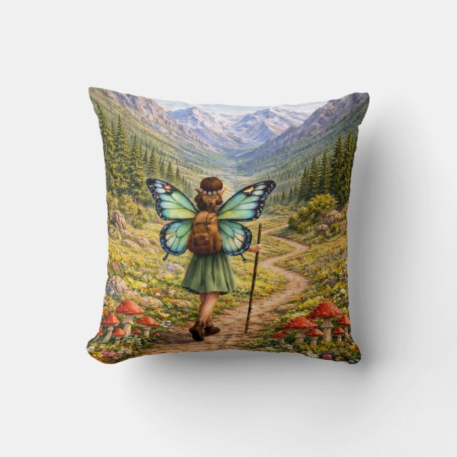 Almofada Butterfly Fairy Mountain Hiker | Fairycore Flower (Frente)