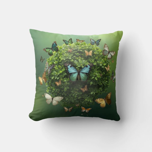 Almofada Butterfly Harmony Nature Sphere Throw Pillow (Frente)