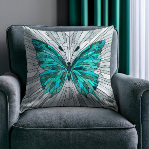 Almofada Butterfly Mosaic - Emerald Green e Cinzas