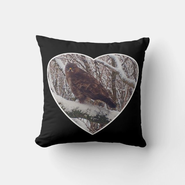 Almofada Buzzard Reversível no Ramal de Snowy no Coração (Frente)