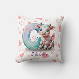 Almofada C is for Cow – Personalized Baby Pillow with Heart