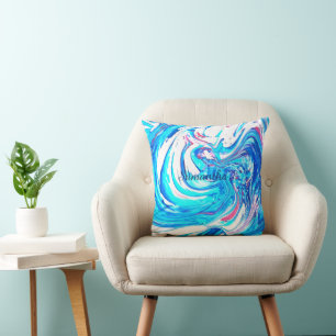 Almofada Cabeça de Abstrato de pintura em acrílico azul