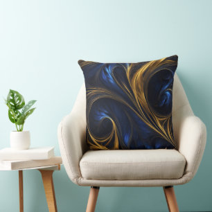 Almofada Cabeça de Abstrato Dourada azul