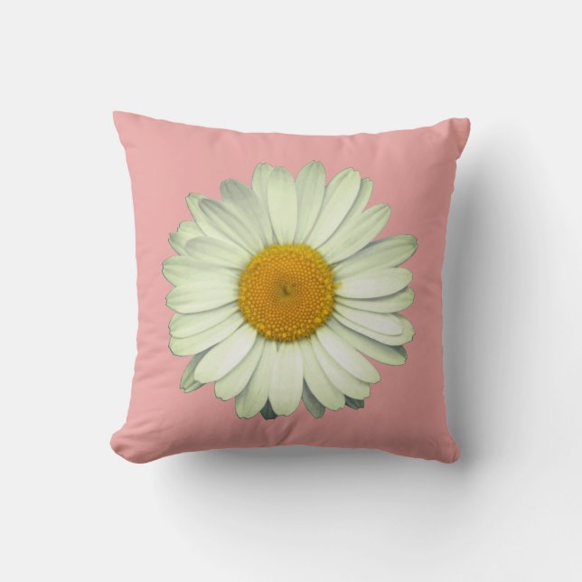 Almofada Cabeça de Flor de Margarida Fofa em Rosa (Frente)