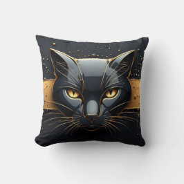 Almofada Cabeça de Gato Preto com Design de Gotejamento Dou