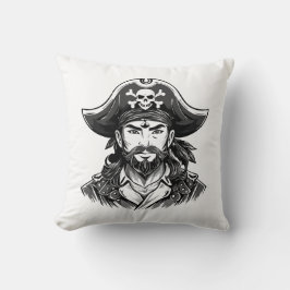 Almofada Cabeça de pirata com chapéu de marinheiro e tapa-o