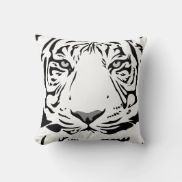 Almofada Cabeça de Tigre Abstrata Preto e Branco