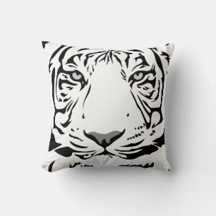 Almofada Cabeça de Tigre Abstrato a preto e branco