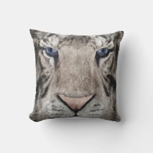 Almofada Cabeça de Tigre Branco Estética da Vida Selvagem