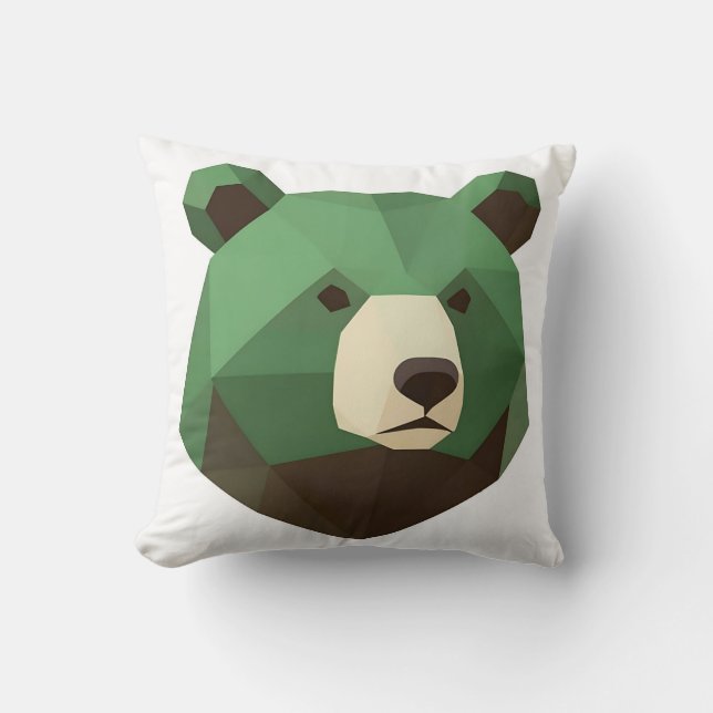Almofada Cabeça de Urso Geométrico Low Poly (Frente)