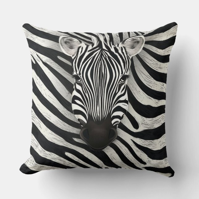 Almofada Cabeça de Zebra Para Decoração de Sofá Cama (Frente)