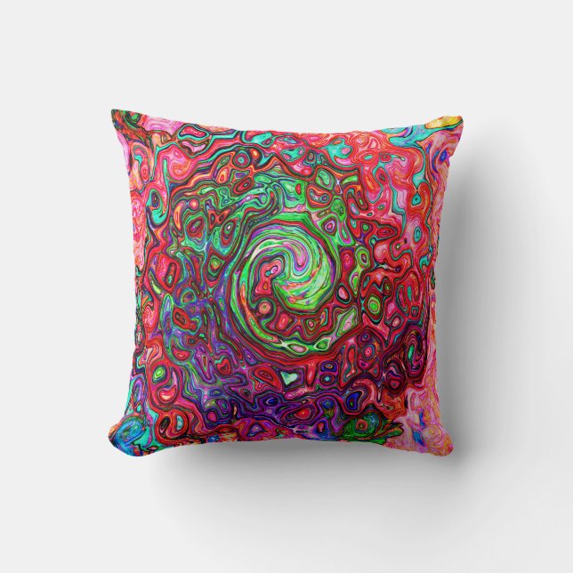 Almofada Cabeça Vermelha De Água Abstrato Retro Líquido (Frente)
